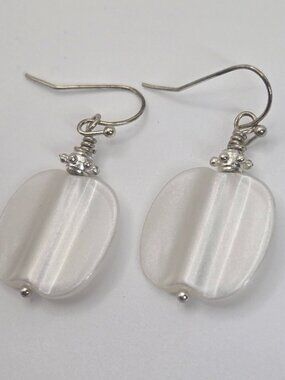 Small Pearl Sheen Dangle Earrings Elegant Sophisticated and Handmade E19